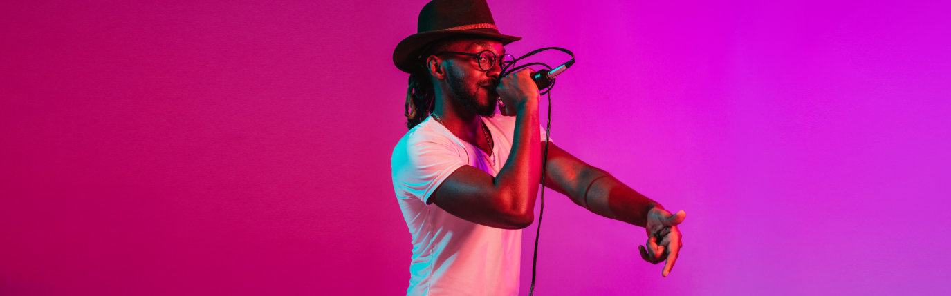 man singing while dancing